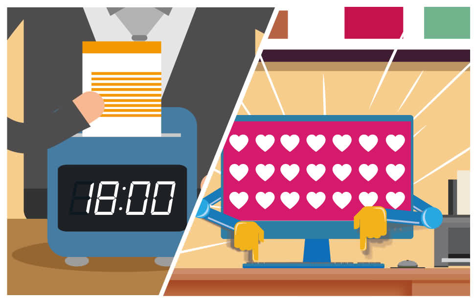 晚上，你下班了，公司的電腦不下班自動幫你按讚